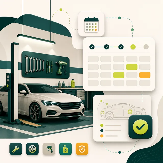 Ilustrasi booking untuk Bengkel mobil, Bengkel motor, Detailing, Toko ban