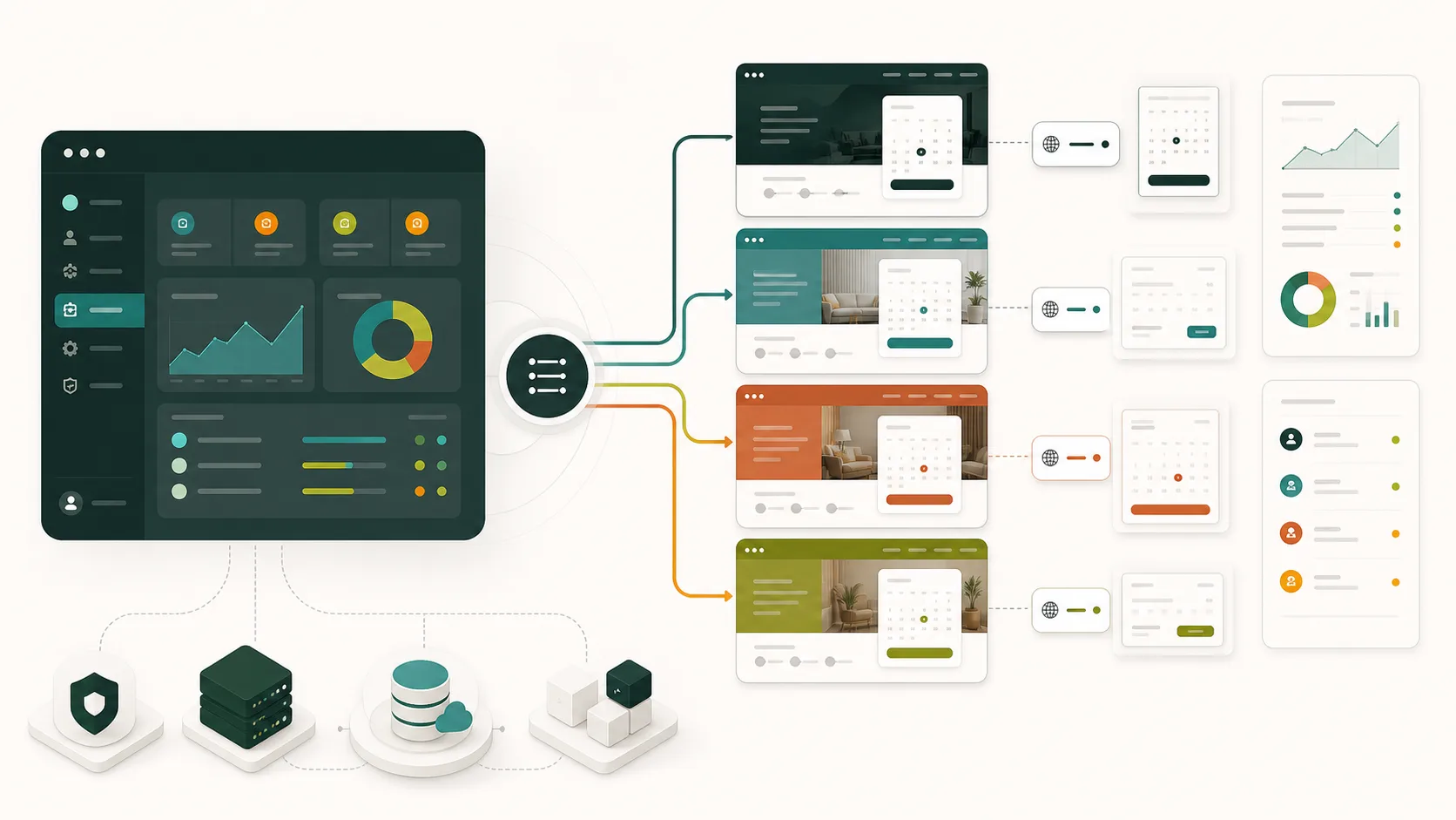 Widget dan halaman booking yang mengikuti warna dan logo bisnis.